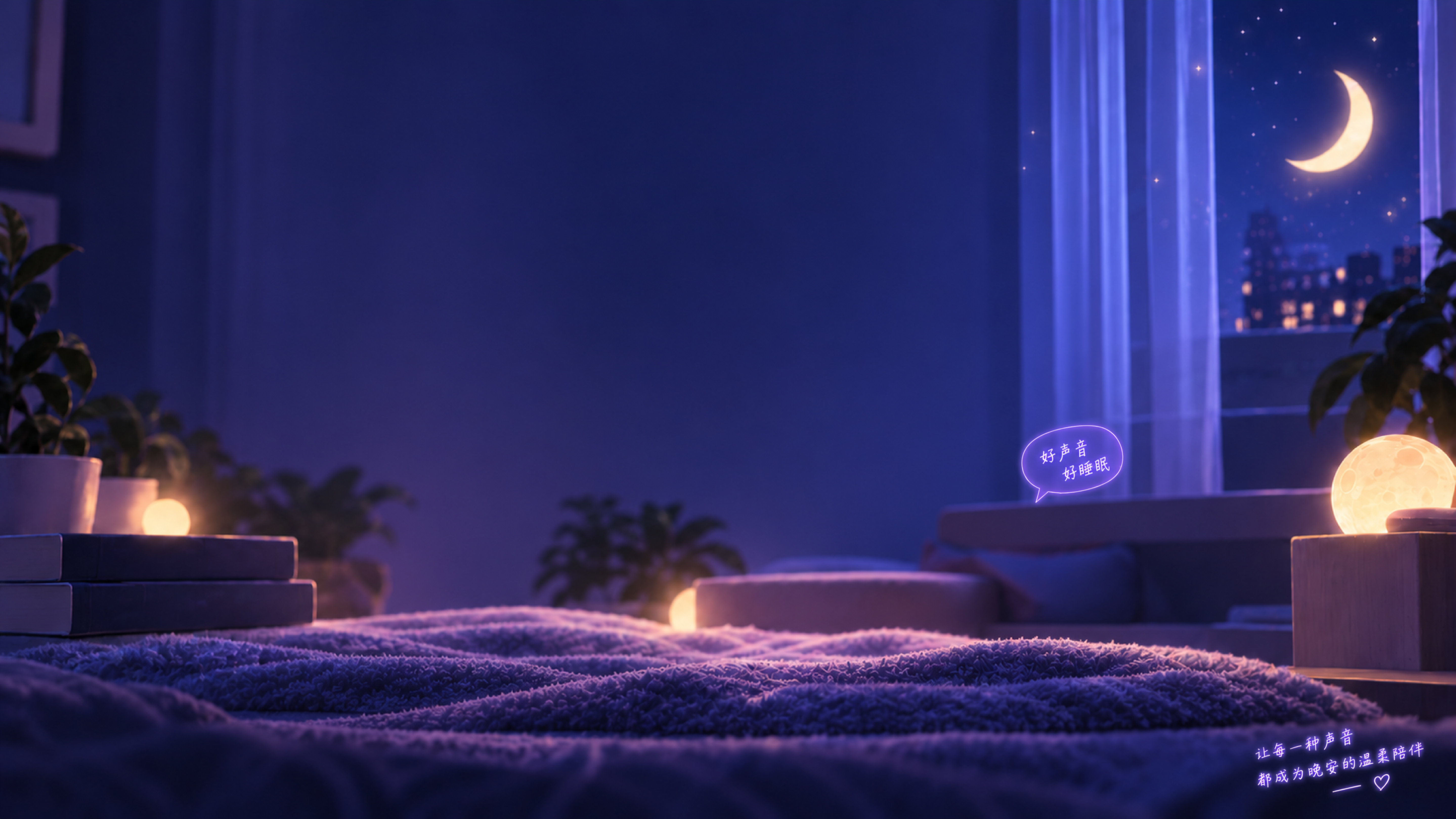 静谧夜晚卧室背景